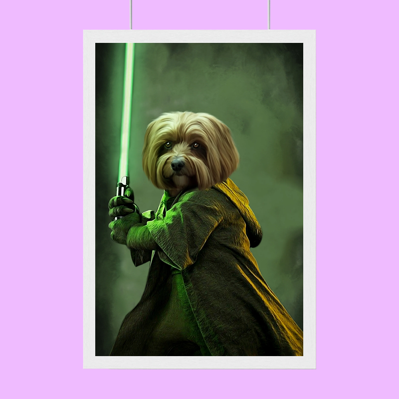 Jedi Star Wars With Green-LightSaber - Custom Pet Portrait